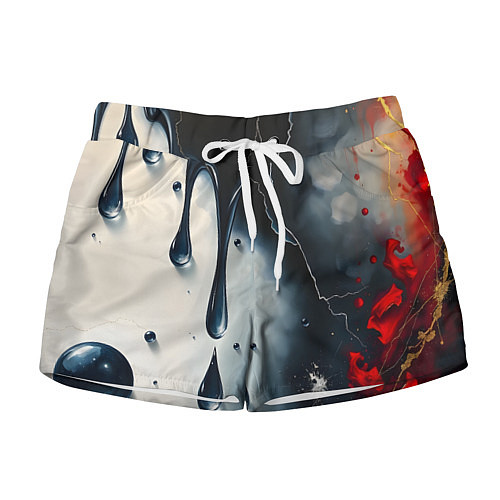 Женские шорты Сюрреалистичная абстракция с каплями / 3D-принт – фото 1