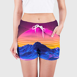 Шорты женские Неоновый закат, цвет: 3D-принт — фото 2