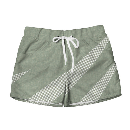 Женские шорты Светлый серо-зелёный абстрактный / 3D-принт – фото 1