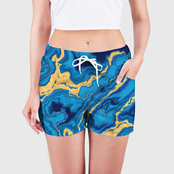 Шорты женские Синий мрамор с золотом, цвет: 3D-принт — фото 2