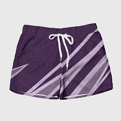Шорты женские Фиолетовый абстрактный с полосой, цвет: 3D-принт