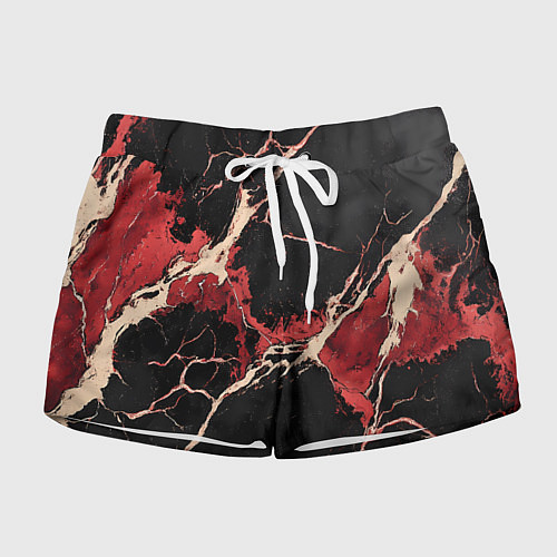 Женские шорты Красно-черная потертая текстура / 3D-принт – фото 1