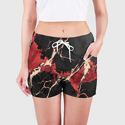 Шорты женские Красно-черная потертая текстура, цвет: 3D-принт — фото 2