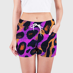 Шорты женские Неоновый леопардовый узор, цвет: 3D-принт — фото 2