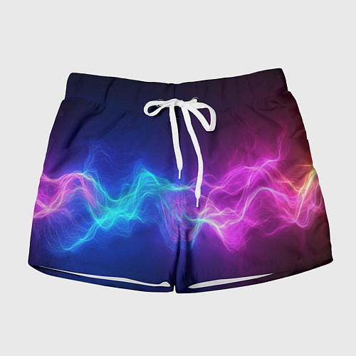 Женские шорты Звуковая волна неоновый узор / 3D-принт – фото 1
