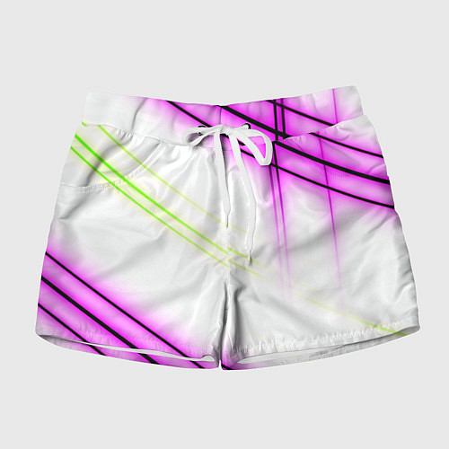 Женские шорты Green white pink line / 3D-принт – фото 1