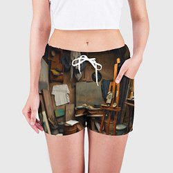 Шорты женские Мастерская художника, цвет: 3D-принт — фото 2