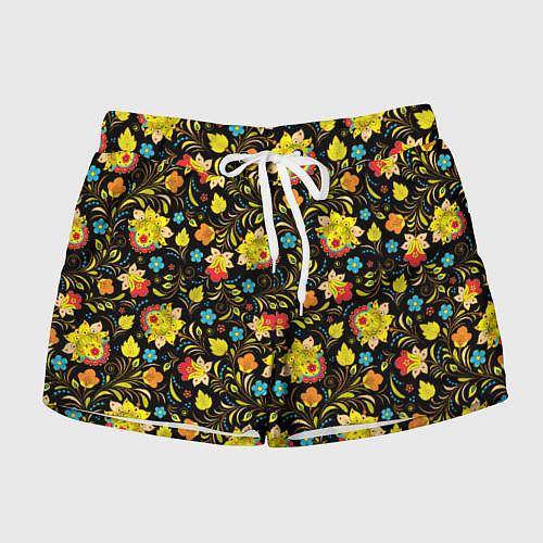Женские шорты Хохлома цветы / 3D-принт – фото 1