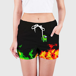 Шорты женские Амонг ас огненная текстура, цвет: 3D-принт — фото 2