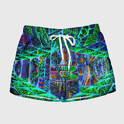 Шорты женские Психоделика узор кислотный, цвет: 3D-принт