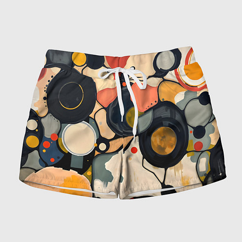 Женские шорты Абстракция с кругами и краской / 3D-принт – фото 1