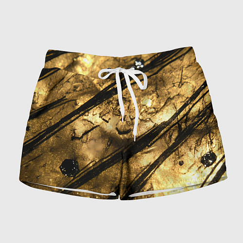Женские шорты Золото с черной текстурой / 3D-принт – фото 1