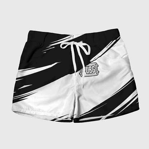 Женские шорты PUBG черно белые краски / 3D-принт – фото 1