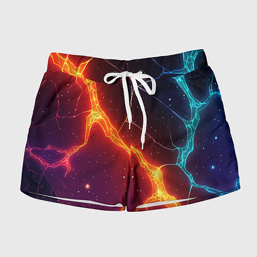 Женские шорты Сине-оранжевые молнии текстура / 3D-принт – фото 1
