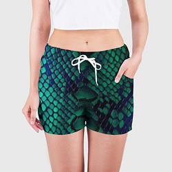 Шорты женские Бирюзовая змеиная кожа, цвет: 3D-принт — фото 2