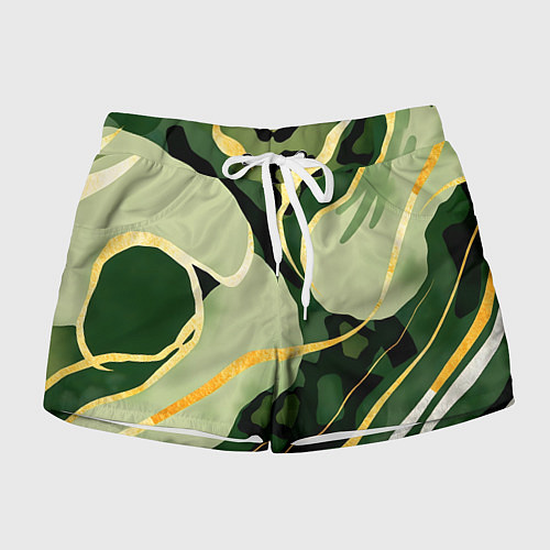 Женские шорты Зеленый природный паттерн / 3D-принт – фото 1