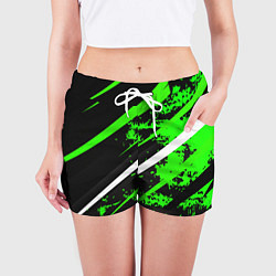 Шорты женские Color black and green, цвет: 3D-принт — фото 2