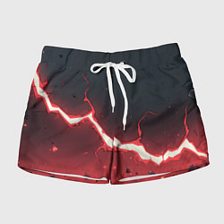 Шорты женские Красная молния на черной текстуре, цвет: 3D-принт