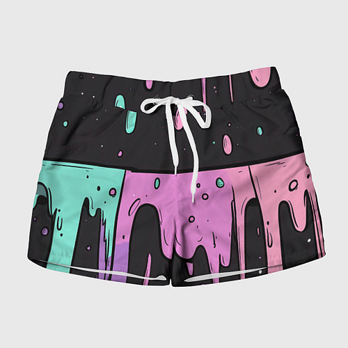 Женские шорты Стекающая краска текстура / 3D-принт – фото 1