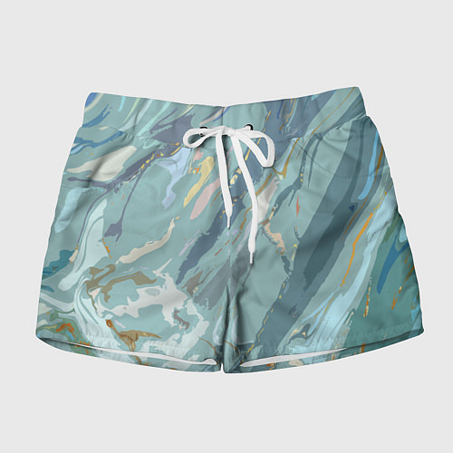 Женские шорты Холодный голубой абстракция / 3D-принт – фото 1
