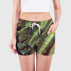 Шорты женские Абстракция тон хаки, цвет: 3D-принт — фото 2