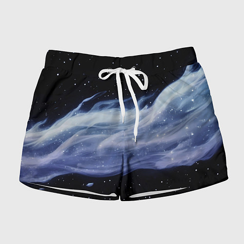 Женские шорты Синяя волна в космосе - текстура / 3D-принт – фото 1