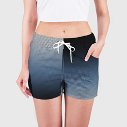 Шорты женские Чёрно-синий текстурированный градиент пополам, цвет: 3D-принт — фото 2