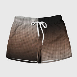 Шорты женские Чёрно-коричневый текстурный градиент пополам, цвет: 3D-принт