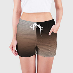 Шорты женские Чёрно-коричневый текстурный градиент пополам, цвет: 3D-принт — фото 2