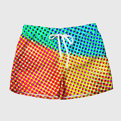 Шорты женские Яркий разноцветный паттерн в горошек, цвет: 3D-принт