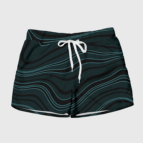 Женские шорты Тёмный синий волнистые полосы / 3D-принт – фото 1