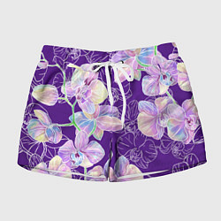 Женские шорты Японские акварельные орхидеи