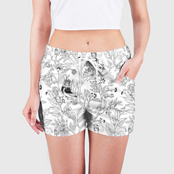 Шорты женские Птицы Сирин, цвет: 3D-принт — фото 2
