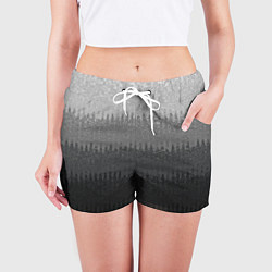 Шорты женские Градиент полосами тёмно-серый графитовый, цвет: 3D-принт — фото 2