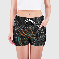 Шорты женские Японский дракон татуировка, цвет: 3D-принт — фото 2