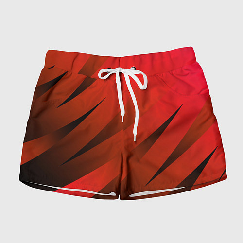 Женские шорты Красно-коричневый абстрактные полосы / 3D-принт – фото 1