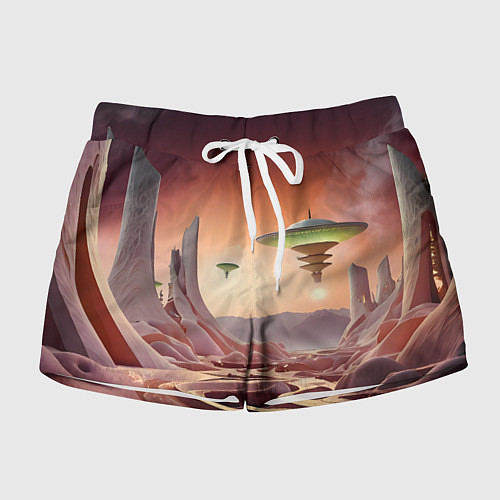 Женские шорты Фантастический инопланетный город / 3D-принт – фото 1
