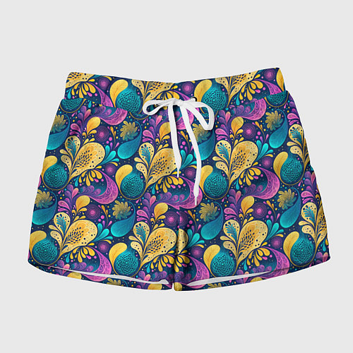 Женские шорты Динамическая неоновая абстракция / 3D-принт – фото 1