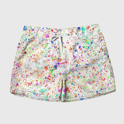 Женские шорты Белый с разноцветными брызгами / 3D-принт – фото 1