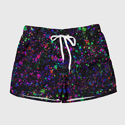 Шорты женские Чёрный с разноцветными брызгами, цвет: 3D-принт
