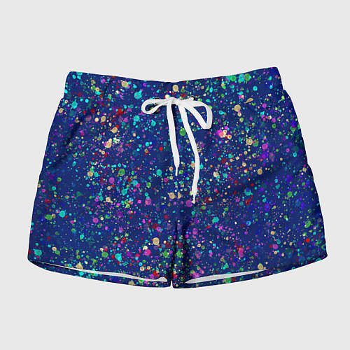Женские шорты Синий с разноцветными брызгами / 3D-принт – фото 1