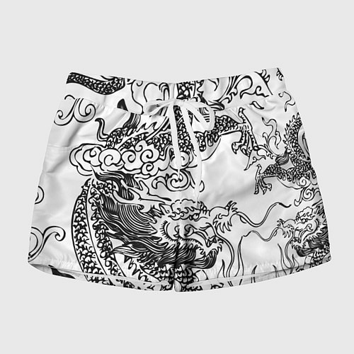 Женские шорты Татуировка дракона на белом / 3D-принт – фото 1