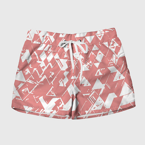 Женские шорты Розовый с белыми вставками абстрактный / 3D-принт – фото 1