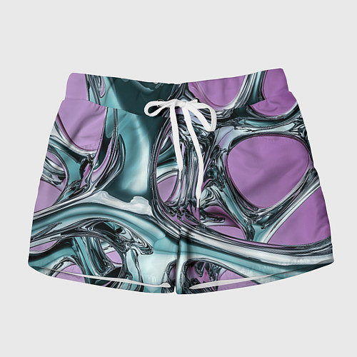 Женские шорты Металлическая абстракция на фиолетовом фоне / 3D-принт – фото 1