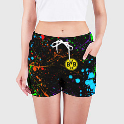 Шорты женские Borussia neon splash, цвет: 3D-принт — фото 2