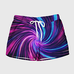 Шорты женские Неоновый вихрь из светящихся линий, цвет: 3D-принт