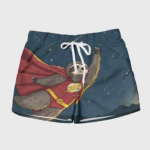 Женские шорты Ленивец-супергерой / 3D-принт – фото 1
