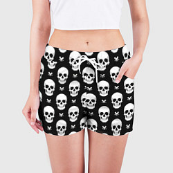 Шорты женские Черепной фон, цвет: 3D-принт — фото 2