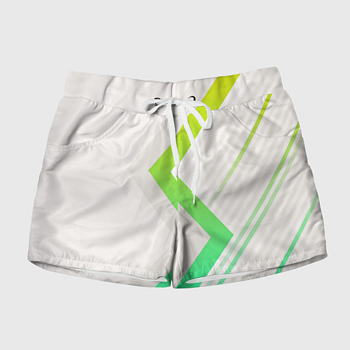 Женские шорты Color white line green / 3D-принт – фото 1