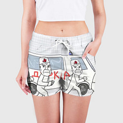 Шорты женские Дурка мем скорая, цвет: 3D-принт — фото 2